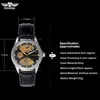 men mechanical watches skeleton watches WINNER brand business hand wind wristwatches for men leather strap female gift clock284w