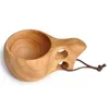 Kuksa Double Hole Cup Finland Handmade Portable Wooden Cup for Coffee Milk Water Tourism Gift wen6850