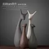 Minimalist ceramic deer statue home decor crafts room decoration ornament porcelain animal cat figurines wedding decoration gift