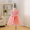 Flower Pink First Communion Dress 2022 White Ball Gowns Short Baby Party Birthday Cheap Little Flower Girl Dress With Bow 3M 6M 12M 19M 24M