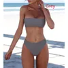 Seksowny 2-częściowy Kobiety Bikini Zestaw Bez Ramiączek Bandeau Push-Up Bra Swimsuit Swimsuit Swimwear BathingChacja Hot Pin Swimsuit bez ramion