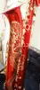 Nouveau saxophone de baryton surface rouge unique motif de dragon chinois magnifiquement sculpté avec une touche F faible, une touche F peut personnaliser le logo6431549
