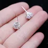 Hotsale OL Women Earrings 18K White Gold Plated Sparky CZ Rotated Earrings for Girls Women Hot Gift With 925 Silver Needles