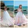 2019 rose dentelle appliques robes de demoiselle d'honneur manches plafonnées tulle adolescents enfants filles formelle fête robe de reconstitution historique