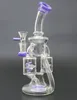 Unique Glass Bong Double Recycler Dab Rigs Propeller Perc Percolator Heady Glass Water Pipes Green Purple Oil Rig Propeller Waterpipe XL167