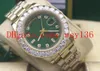 Luxury Day-Date 18K Gul Gold Mäns Casual Watch 118238 Green Dial Big Diamond Bezel Mekanisk Automatisk rörelse Mens Armbandsur