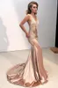Elegant Sexy Spaghetti Straps Satin Mermaid Prom Dresses Lace Appliques Backless Vestidos de Festa Party Evening Gowns BA8287