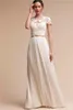 Aplikacja koronkowe rękawy A-line sukienki ślubne Frezowanie Sash Empire Taist Summer Beach Boho Bridal Suknie