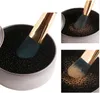 4pcs / mycket färg av makeup borste renare svamp remover aluminium make up borstar rengöring matlåda rent kit