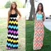 8 color O-Neck Wave Striped Boho Maxi Dress Women Sexy Sleeveless Print Long Dress Feminine Summer Elegant Beach Vestido