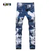 Idopy Mens Fashion Brand Designer Biker Jeans Hip Hop Punk Style Painted Denim Pants Straight Fit Jean Trousers For Men