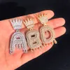 Aangepaste Kroon Drip Initialen Bubble Letters Kettingen Hanger Voor Mannen Vrouwen Kubieke Zirkoon Hip Hop Sieraden Met 20 inch Touw Chain284d