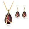 Diamond Crystal Water Drop Necklace örhängen smycken Set Gold Ear Cuff Dangle Pendant Chains Wedding Jewelry Gift for Women Fashion