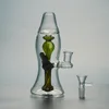 Nuevo diseño Lámpara de lava Bong de agua Bongs de vidrio de 8 pulgadas Tubos de agua de vidrio grueso de 5 mm Plataformas de aceite conjuntas de 14 mm con recipiente de vidrio