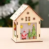 DIY 크리스마스 트리 하우스 매달려 장식품 크리스마스 축제 장식 라이트 우드 하우스 휴일 장식 아기 크리스마스 선물 C5389