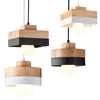Round Square Wood LED Pendant Lamps Modern Nordic Minimalist Dining Room Living Room Bedside Hanging Lamp Bar Suspension Light Fixture