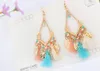 Tassel chandelier earrings jewelry fashion women bohemia colorful feathers gold plated chains tassels alloy long dangle earings DHL