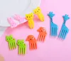 Cartoon Fruit Fork Reusable Plastic Fruit Fork Toothpicks Mini Eye Animals Fruit Fork Decorative Kitchen Tools