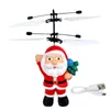 Novelty Lighting Electric Infrared Sensor Flying Santa Claus LED Flashing Light Toys Father Christmas Inductive Aircraft Helicopter Kids Magic Gift