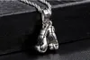 Sport Männer Boxer Handschuh Halskette Fitness Mode Edelstahl Workout Schmuck Silber Doppel Boxhandschuh Charm Anhänger Zubehör 60 cm Seil Kette