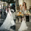 Netta BenShabu Wedding Dresses Bling V Neck Beaded Sparkly Star Beaded Applique Plus Size Bridal Gowns Sweep Train Beach Robe De Mariée