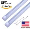 25pcs/box led fluorescent tube V-Shaped Integration T8 Tube Lights Double row 8ft shop light Cool White 6000k plug and play