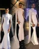 Skromna biała plama Syrenka honorowalne sukienki balowe z długim rękawem Dress z kurtką Specjalne okazje sukienki formalne suknie wieczorowe