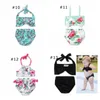 Sevimli Bebek Kız İki Adet Bikini Set Yaz Çocuk Kız Çiçek Baskılı Yay Bikini Halter Bandaj Mayo Mayo Plaj Mayo