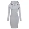 2018 Moda Com Capuz Com Cordão Mangas Cheias Fleeces Mulheres Vestidos de Inverno Vestido Mulheres Vestidos Hoodies Moletom Vestido