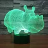 Rinoceronte ilusão 3D Night Light 7 Mudança de Cor LED Candeeiros de Mesa Lâmpada de Mesa 2018 # R87