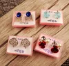 Random Mix Style 30Pairs/Lot With Box Gold Gem Fashion Earrings Wholesale Earrings New Fashion Jewelry Top Quality HJ002