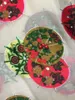 5Yards / pc 멋진 빨간 쉬폰 실크 레이스 아프리카 매끄러운 꽃 실크 원단에 대한 라인 석과 드레스 비즈 JS40 - 3