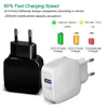 Caricatore da muro QC 3.0 Qualcomm USB Quick Charge 5V 3A 9V 2A 12V 1.5A Travel Power Adapter Ricarica rapida US EU Plug per iphone Samsung 50PCS /