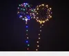 50 jogos / lote 18 polegada Luminosa Led Balão 3 M LED Luzes Da Corda Rodada Bolha Hélio Balões Brinquedo Das Crianças Festa de Casamento Decoração