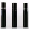 Botella de perfume con rodillo de metal de color dorado/plateado/negro de 10 ml, viales de aceites esenciales de vidrio enrollables UV vacíos LX2450