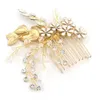 Accessoires pour cheveux Peigne à cheveux de mariée avec strass cristaux feuilles d'or bijoux de cheveux de mariée coiffures de mariage pour femmes BW-HP839