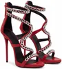 Femmes Sexy rouge sandales à talons hauts avec chaîne noir à lanières talons extrêmement hauts dames blanc Stiletto été robe de soirée chaussures