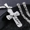 Collier chaîne à maillons en acier inoxydable, pendentif Crucifix pour hommes, pièce de jésus, croix, bijoux pour hommes, 22-28 de Long, FC083245Q