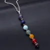 7Chakra Reiki Beads Healing Pietre preziose Charms Ciondolo Collana Yoga Bilanciamento Lapis / Turchese / Ametista Crystal / Jade Moda Gioielli moda