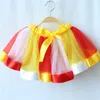 Радужный цвет детская юбка для пузырьковой юбки Девушки Кружевая юбка принцессы Pettiskirt Ruffle Ballet исполняет танцевальную юбку T3I01972407549