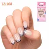 24pcs pre design falska naglar franska falska naglar vackra nageltips för nagelkonst mode fingernail gratis lim