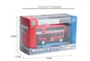 HT Diecast Alloy London Double-decker Bus, Sightseeing Car Model Toy, Pull-back, Ornament, for Christmas Kid Birthday Boy Gift, Collect, 2-1