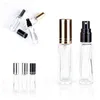 Högkvalitativ 6ml 9ml mini uppblåsbara glas parfymflaska med svart / guld / silver / metall spray snabb frakt f1417
