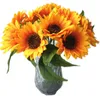 Simulazione di girasole artificiale Girasole di seta a stelo singolo giallo lungo 30 cm per decorazioni murali di feste domestiche