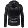 Gros-Hooded Slim automne Hommes PU Veste En Cuir De Bonne qualité Multi Poche Windbreak biker hommes Faux Cuir Casual Moto Vestes