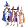 Cape en satin pour halloween, costume pour garçon et fille, cape et chapeau de cosplay, ensemble cape de sorcière pour bébé, robes de dessin animé