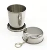 Whole sale 100pcs/lot 240ml 4 sections stainless steel Camping Telescopic water Cup