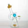 Novo Bong de Vidro Bola Noturna Rotação 7" Cachimbos de água com tigela macho de 14mm ponta amarela Bongs Reciclador de óleo Rig cera cachimbo de água borbulhador