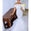 Abiti eleganti perle in pizzo africano sirene abiti da sposa a bateau bareau collo saudita in Arabia saranea plus size abito da sposa abito da sposa cente