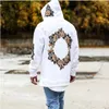 High Street Erkek Sweatshirts Çiçek Baskı Hip Hop Hoodies Aktif Gevşek Şapka Kazak Erkek Uzun Kollu Hoodies Erkek Üst Giyim